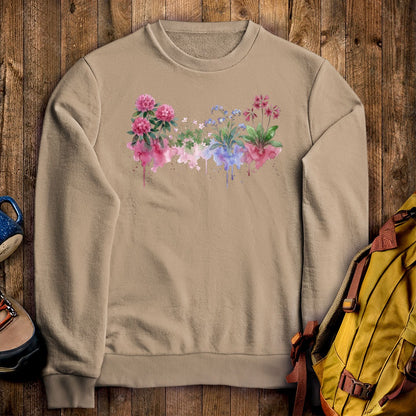 Watercolor Redwood Wildflowers Crewneck Sweatshirt