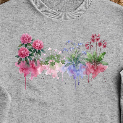 Watercolor Redwood Wildflowers Crewneck Sweatshirt