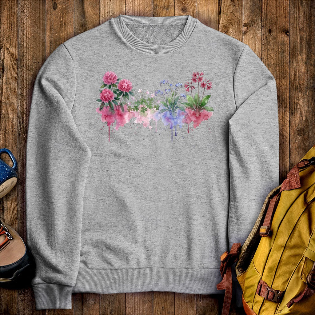 Watercolor Redwood Wildflowers Crewneck Sweatshirt
