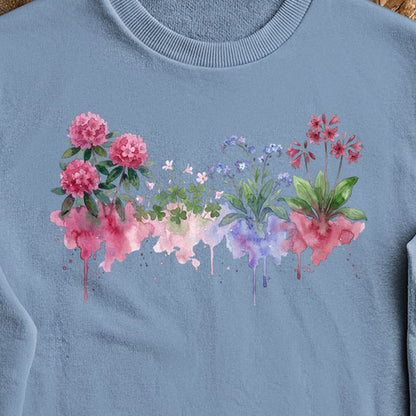 Watercolor Redwood Wildflowers Crewneck Sweatshirt