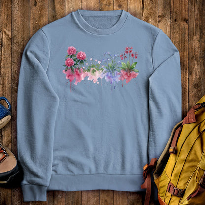 Watercolor Redwood Wildflowers Crewneck Sweatshirt