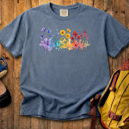 Watercolor Rocky Mountain Wildflowers Cotton T-Shirt