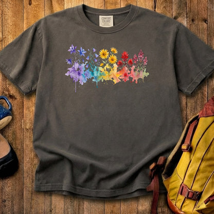 Watercolor Rocky Mountain Wildflowers Cotton T-Shirt