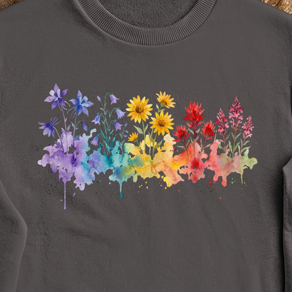 Watercolor Rocky Mountain Wildflowers Crewneck Sweatshirt