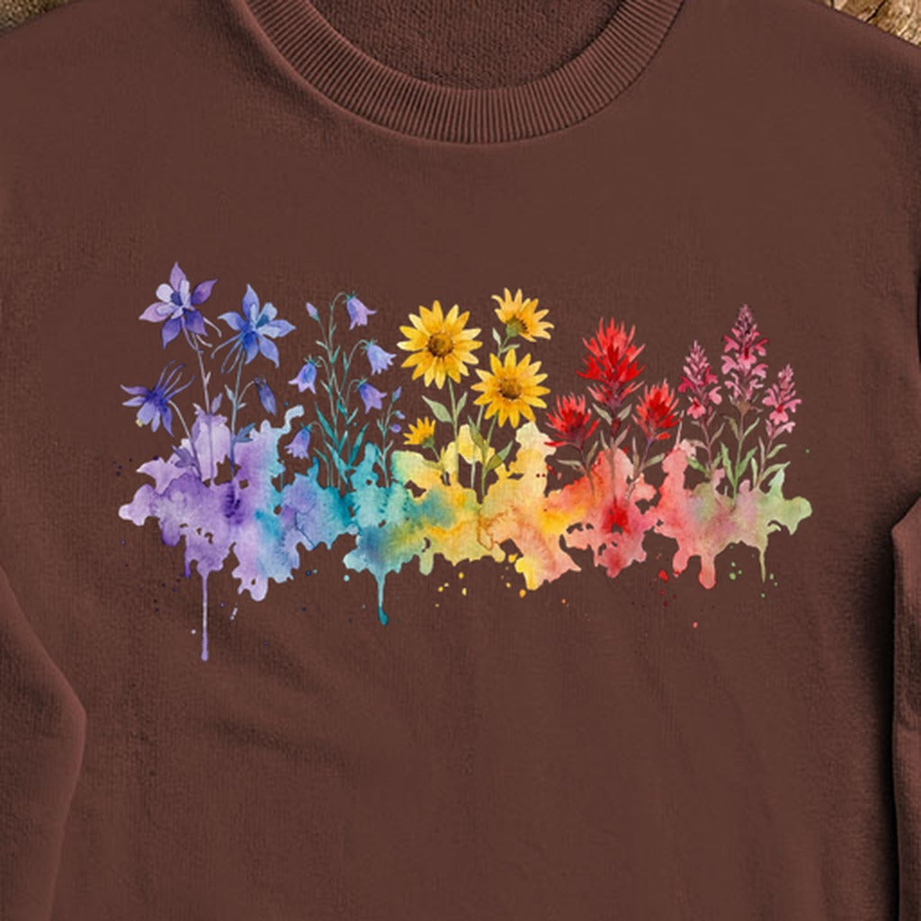 Watercolor Rocky Mountain Wildflowers Crewneck Sweatshirt