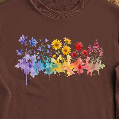Watercolor Rocky Mountain Wildflowers Crewneck Sweatshirt