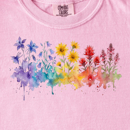 Watercolor Rocky Mountain Wildflowers Kids Cotton T-Shirt