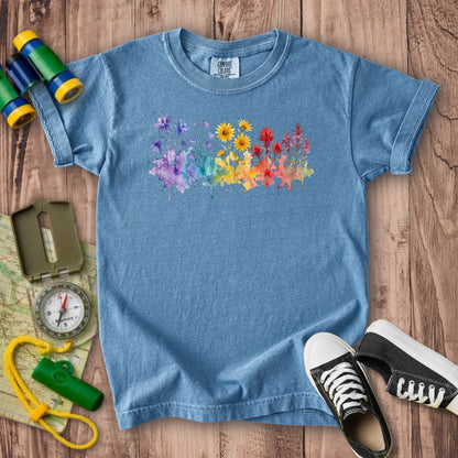 Watercolor Rocky Mountain Wildflowers Kids Cotton T-Shirt