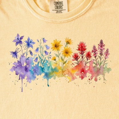 Watercolor Rocky Mountain Wildflowers Kids Cotton T-Shirt