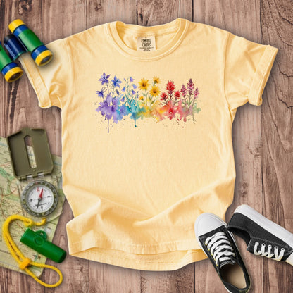 Watercolor Rocky Mountain Wildflowers Kids Cotton T-Shirt