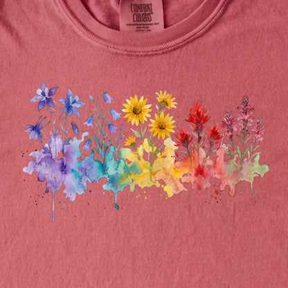 Watercolor Rocky Mountain Wildflowers Kids Cotton T-Shirt