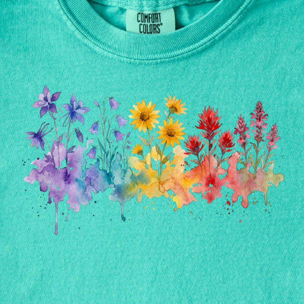 Watercolor Rocky Mountain Wildflowers Kids Cotton T-Shirt