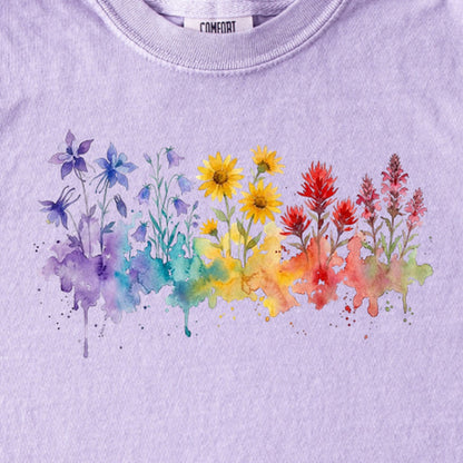 Watercolor Rocky Mountain Wildflowers Kids Cotton T-Shirt