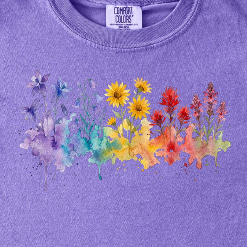 Watercolor Rocky Mountain Wildflowers Kids Cotton T-Shirt