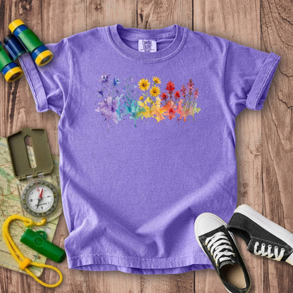 Watercolor Rocky Mountain Wildflowers Kids Cotton T-Shirt