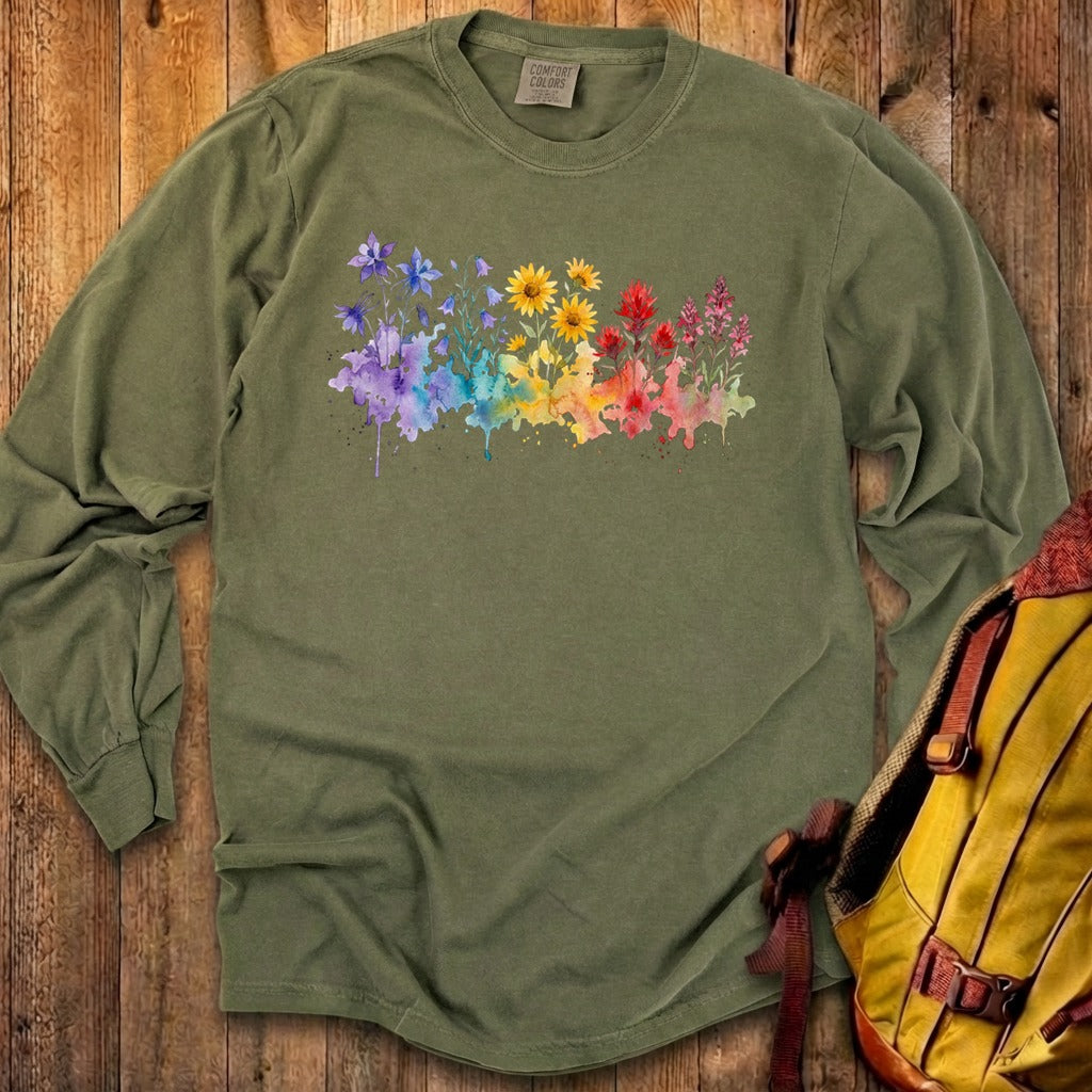 Watercolor Rocky Mountain Wildflowers Premium Long Sleeve