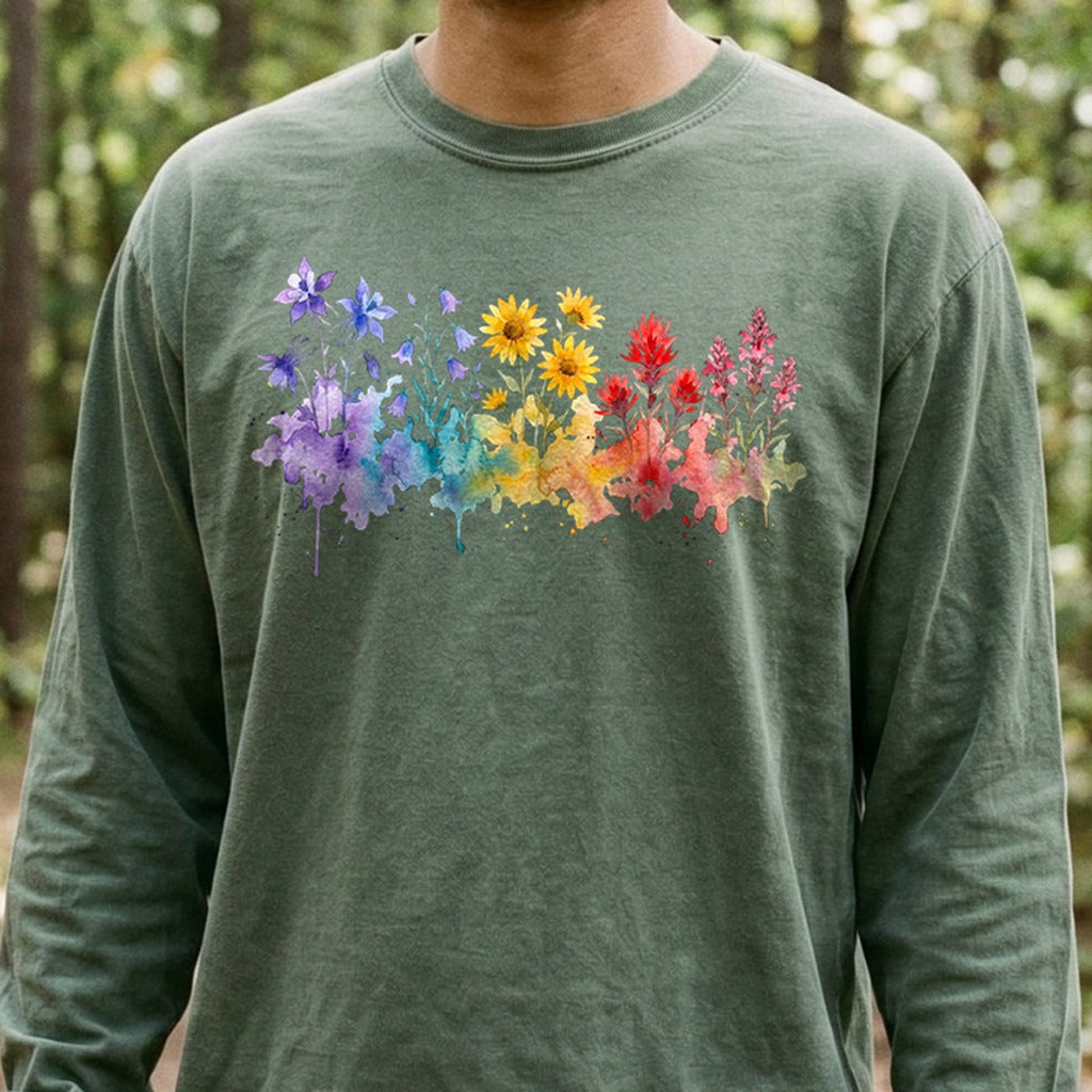 Watercolor Rocky Mountain Wildflowers Premium Long Sleeve