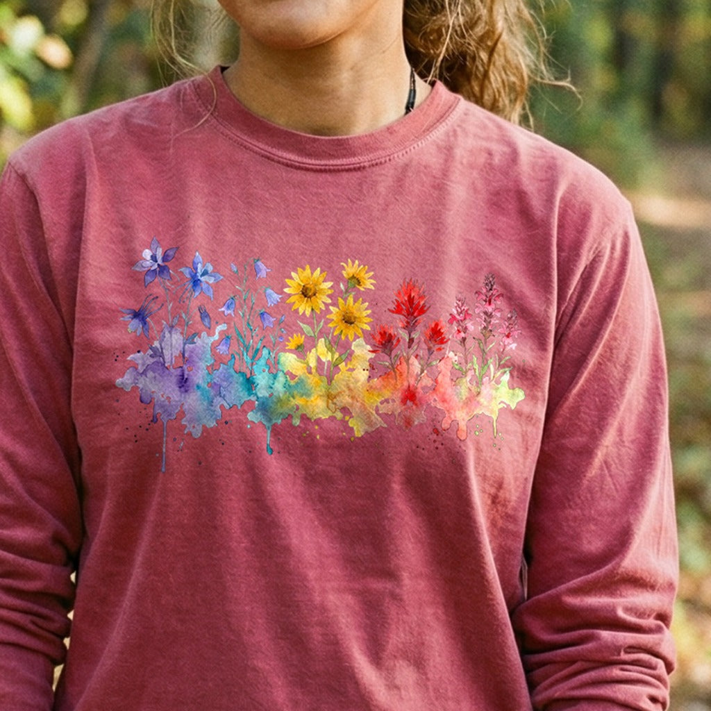 Watercolor Rocky Mountain Wildflowers Premium Long Sleeve