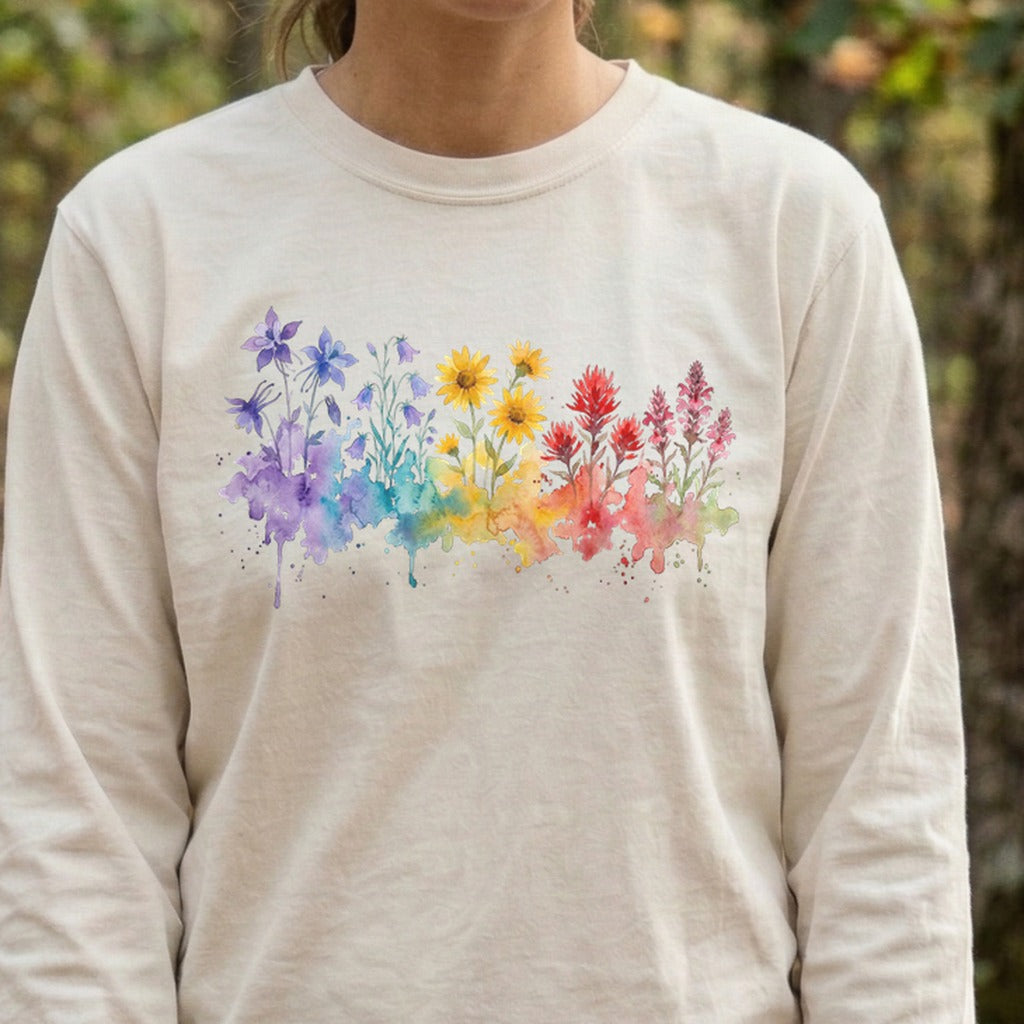 Watercolor Rocky Mountain Wildflowers Premium Long Sleeve