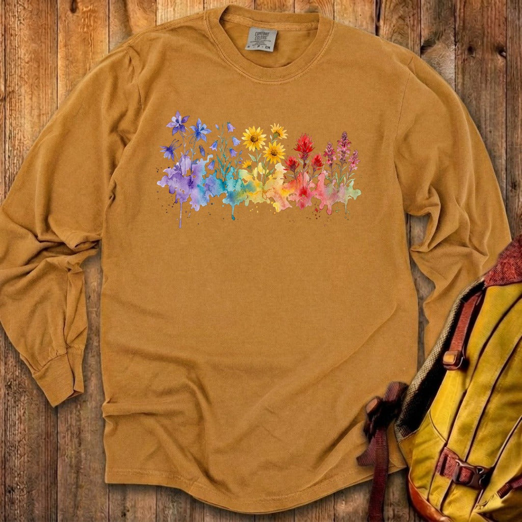 Watercolor Rocky Mountain Wildflowers Premium Long Sleeve