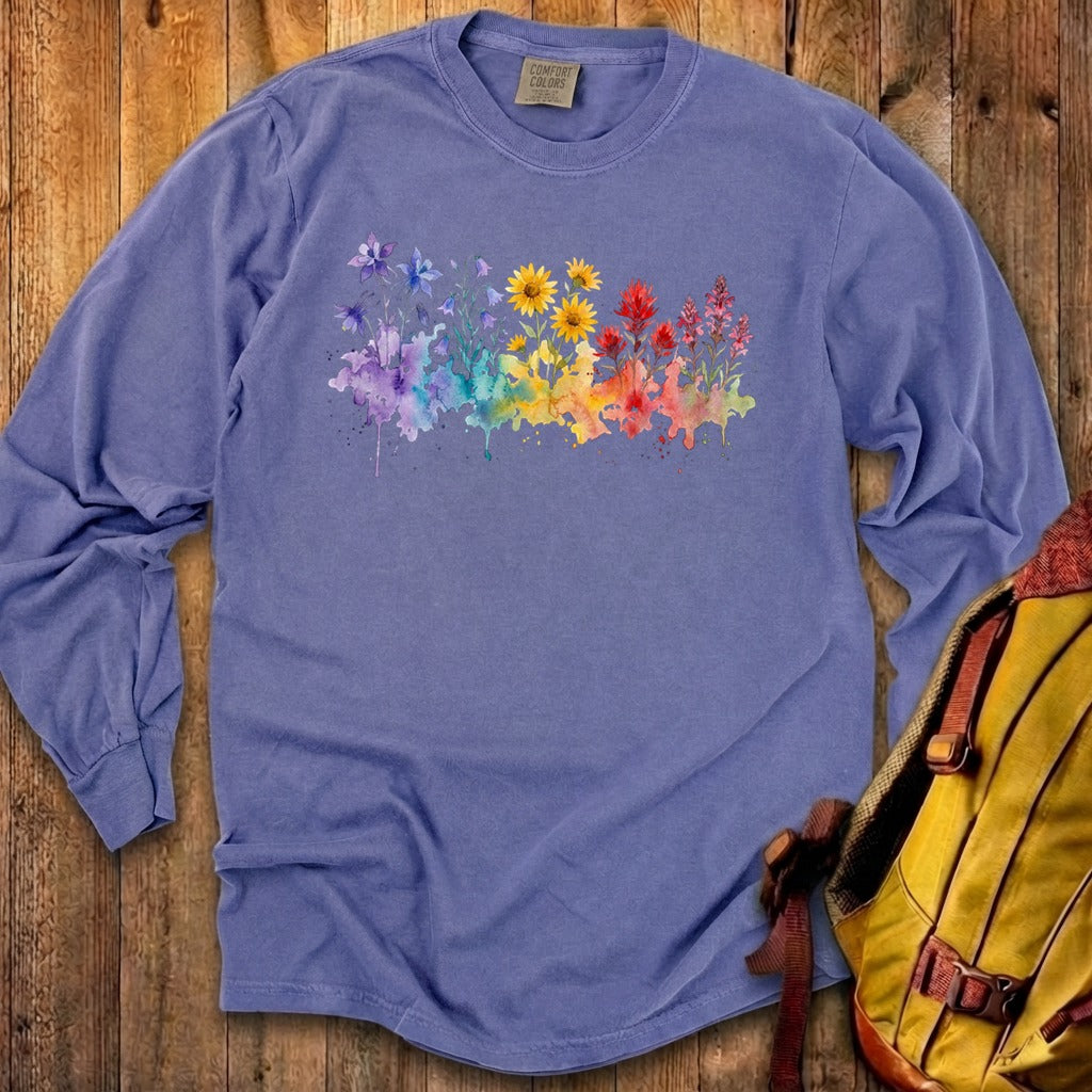 Watercolor Rocky Mountain Wildflowers Premium Long Sleeve