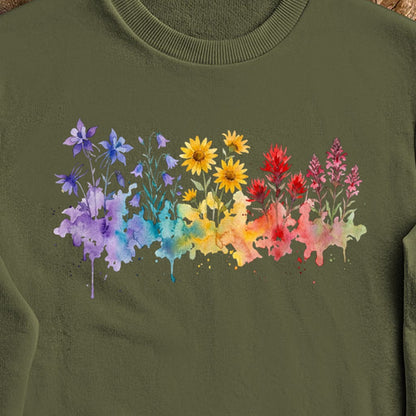 Watercolor Rocky Mountain Wildflowers Crewneck Sweatshirt