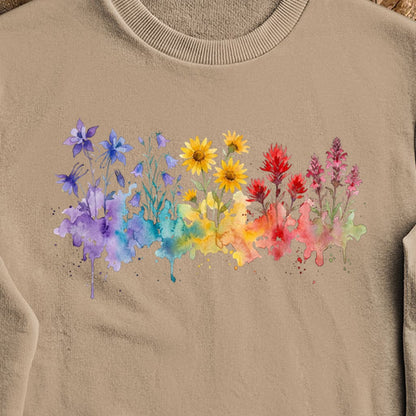 Watercolor Rocky Mountain Wildflowers Crewneck Sweatshirt