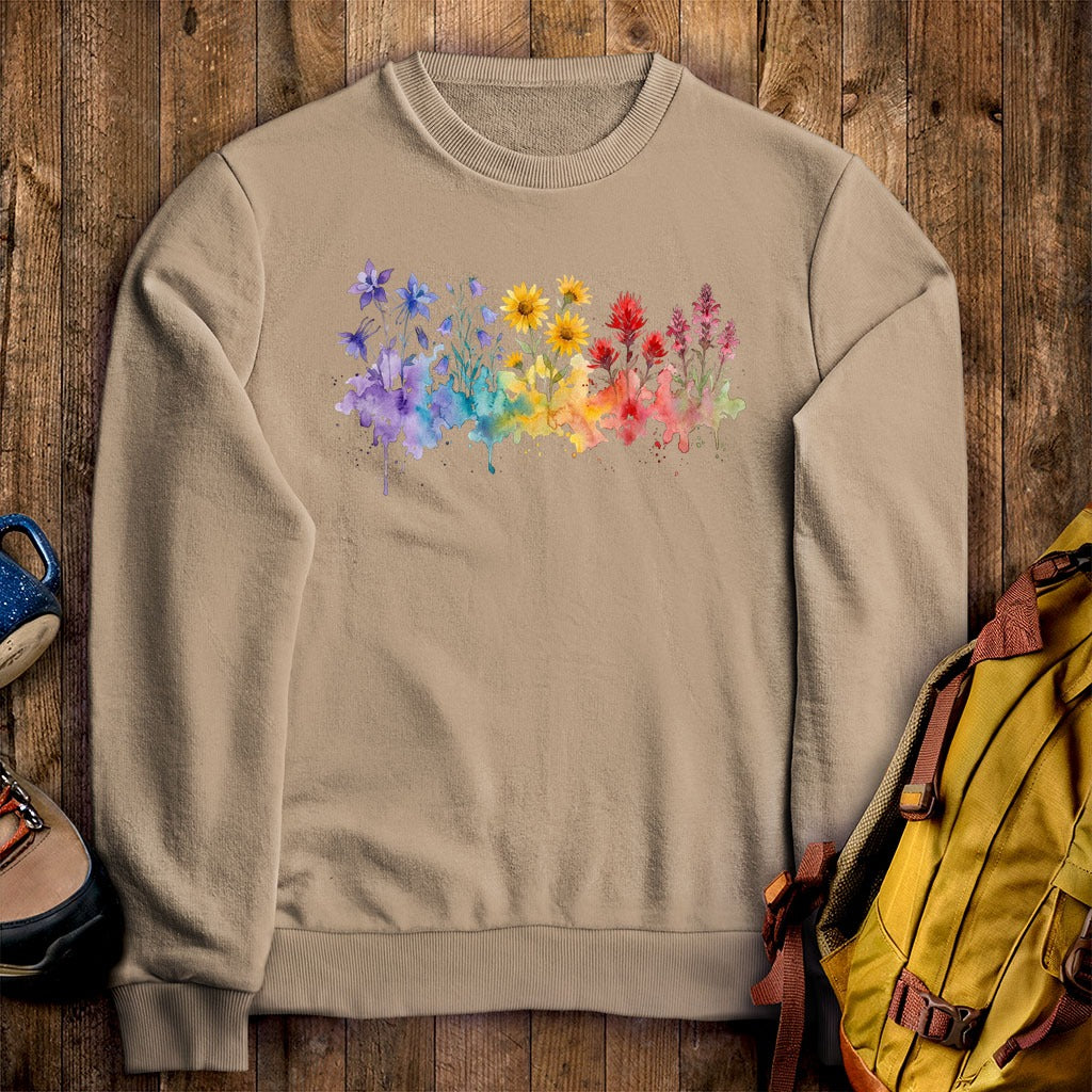 Watercolor Rocky Mountain Wildflowers Crewneck Sweatshirt
