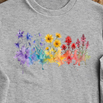 Watercolor Rocky Mountain Wildflowers Crewneck Sweatshirt