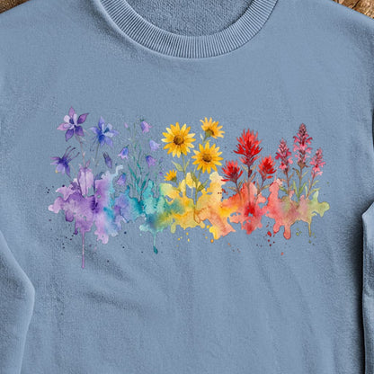 Watercolor Rocky Mountain Wildflowers Crewneck Sweatshirt