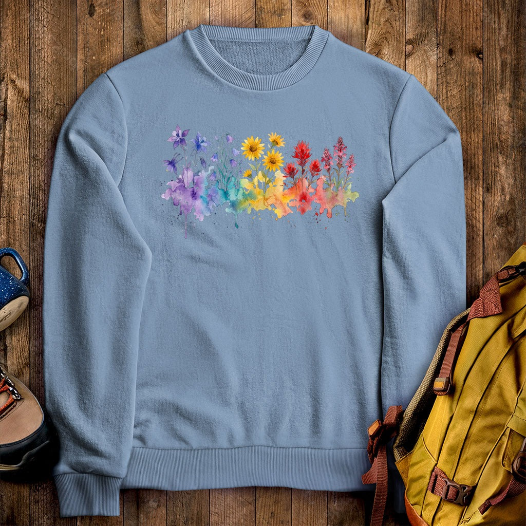 Watercolor Rocky Mountain Wildflowers Crewneck Sweatshirt