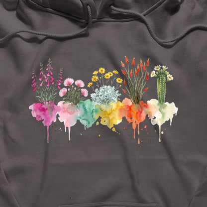 Watercolor Saguaro Wildflowers Hoodie