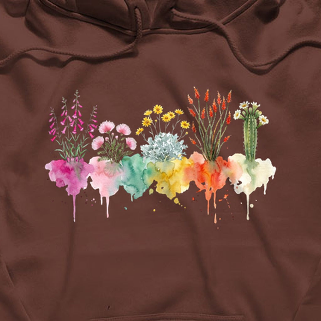 Watercolor Saguaro Wildflowers Hoodie
