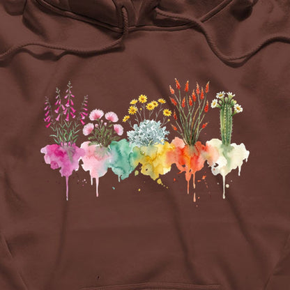 Watercolor Saguaro Wildflowers Hoodie