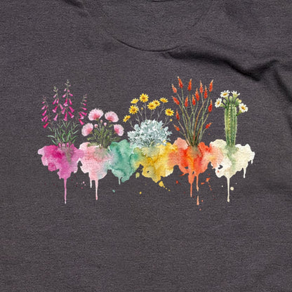 Watercolor Saguaro Wildflowers T-Shirt