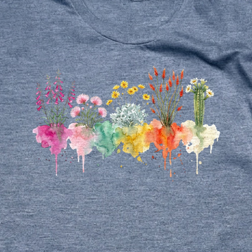Watercolor Saguaro Wildflowers T-Shirt