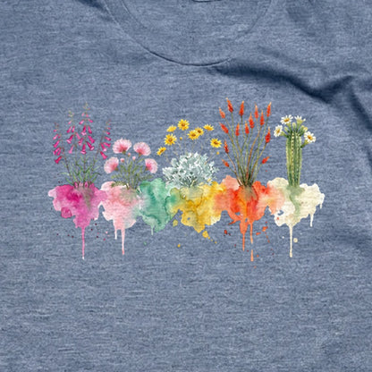 Watercolor Saguaro Wildflowers T-Shirt