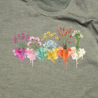 Watercolor Saguaro Wildflowers T-Shirt