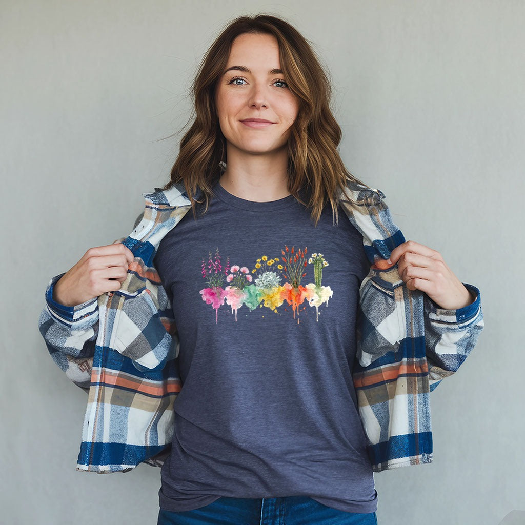 Watercolor Saguaro Wildflowers T-Shirt