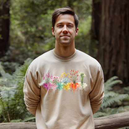 Watercolor Saguaro Wildflowers Crewneck Sweatshirt