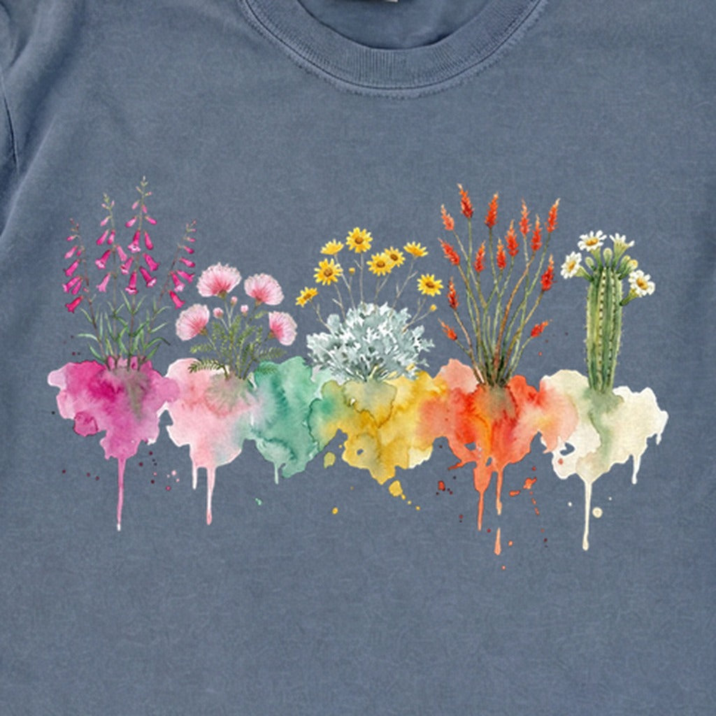 Watercolor Saguaro Wildflowers Premium Long Sleeve