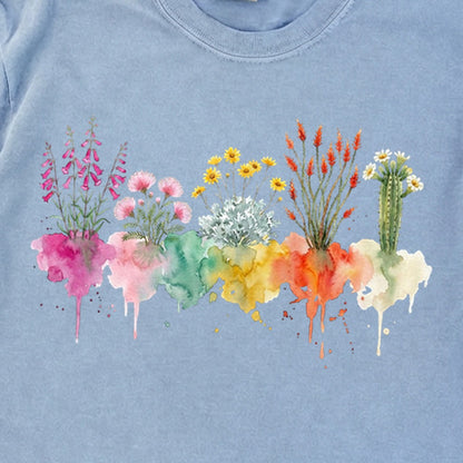 Watercolor Saguaro Wildflowers Premium Long Sleeve