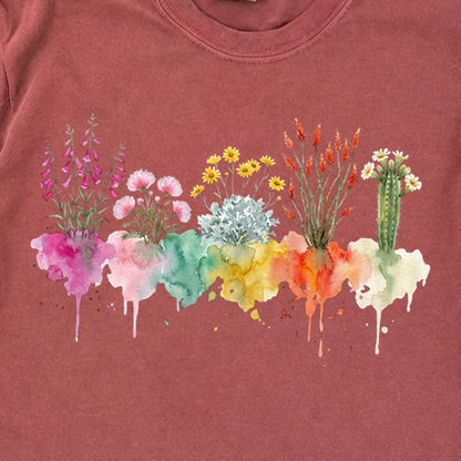 Watercolor Saguaro Wildflowers Premium Long Sleeve