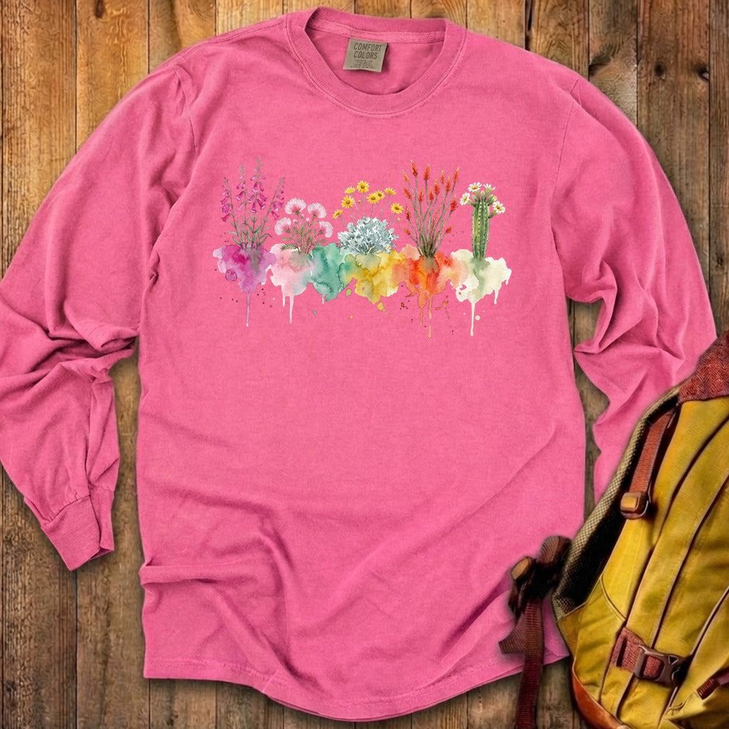 Watercolor Saguaro Wildflowers Premium Long Sleeve