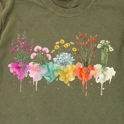 Watercolor Saguaro Wildflowers Premium Long Sleeve