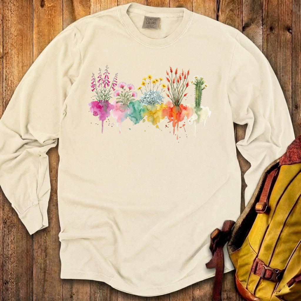 Watercolor Saguaro Wildflowers Premium Long Sleeve