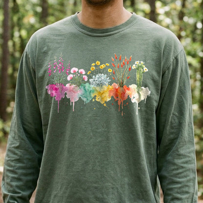 Watercolor Saguaro Wildflowers Premium Long Sleeve
