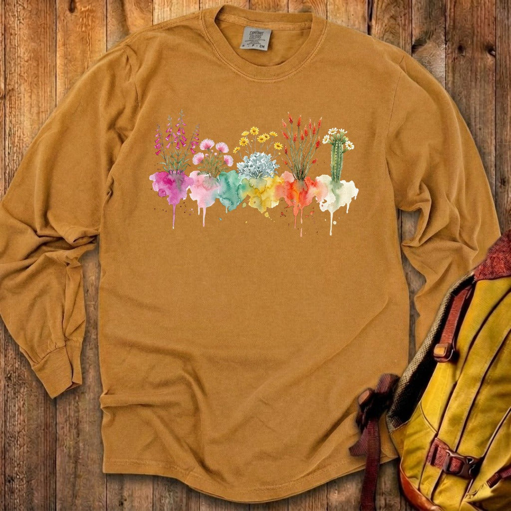 Watercolor Saguaro Wildflowers Premium Long Sleeve