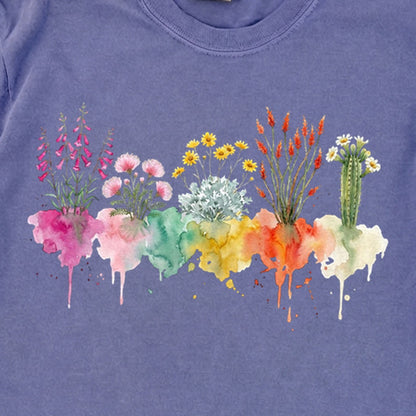 Watercolor Saguaro Wildflowers Premium Long Sleeve