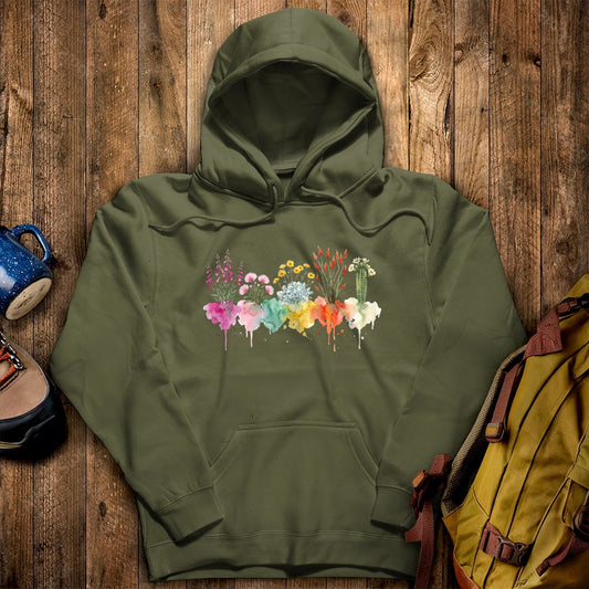 Watercolor Saguaro Wildflowers Hoodie